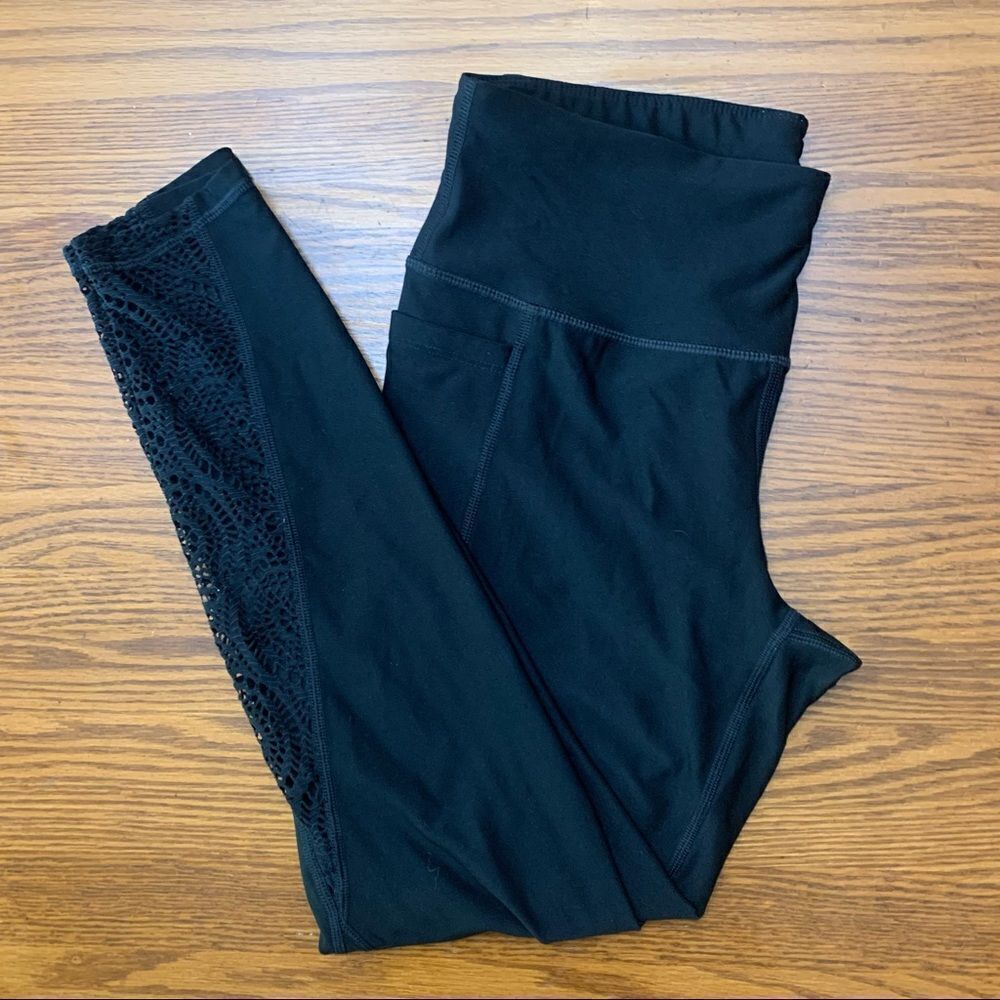 Athletic Works Lace Insert Legging Black Size Medium
